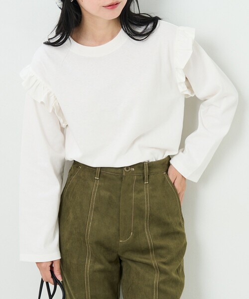 FREAK'S STORE(フリークスストア)の「袖フリルロングスリーブTEE(Tシャツ/カットソー・レディース・ブラック/オフホワイト/レッド・フリ-)」の14枚目の写真