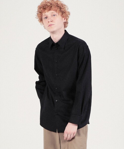 EDITION（エディション）の「POPLIN MELTON SHIRT ウールカシミヤ シャツ（その他アウター・メンズ・グレー/ブラック・S/M）」の14枚目の写真