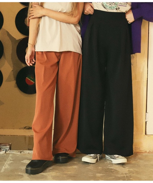 ANAP(アナップ)の「6色展開ハイウエストタック入りワイドパンツ(その他パンツ・レディース・イエロー/ピンク/パープル/ブラック/グリーン/キャメル・FREE)」の6枚目の写真