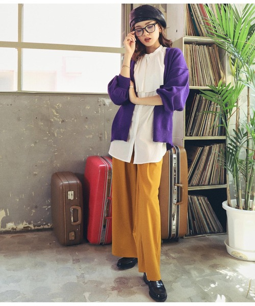 ANAP(アナップ)の「6色展開ハイウエストタック入りワイドパンツ(その他パンツ・レディース・イエロー/ピンク/パープル/ブラック/グリーン/キャメル・FREE)」の5枚目の写真