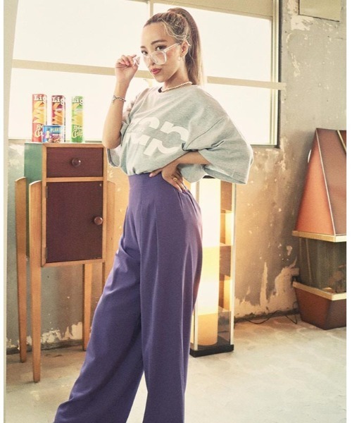 ANAP(アナップ)の「6色展開ハイウエストタック入りワイドパンツ(その他パンツ・レディース・イエロー/ピンク/パープル/ブラック/グリーン/キャメル・FREE)」の7枚目の写真