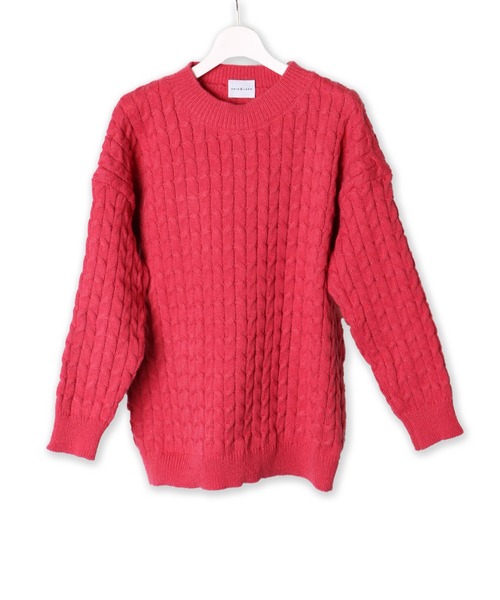 THE TOE ピンク ケーブルニット 長袖 THE TOE ピンク ケーブルニット