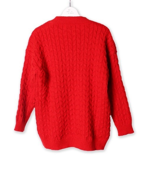 ザ・トゥーTHE TOÉ ピンク ケーブルニット オーバーサイズ THE TOE