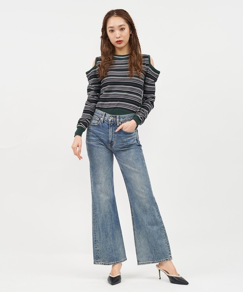 SPIRALGIRL(スパイラルガール)の「オープンショルダーマルチボーダーニット(ニット/セーター・レディース・ベージュ系/ブラック系/ブラウン系・FREE)」の22枚目の写真