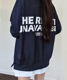 Dalfwin | 2022 AW 秋冬 韓国ファッション スウェット レディース　裏起毛あり／裏起毛なし　REALiTYプリントトレーナー トップス　オーバーサイズ ビッグシルエット(スウェット)