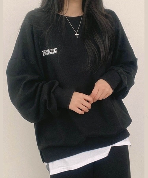 Dalfwin（ダールフィン）の「REALiTYプリントオーバーサイズスウェット（スウェット・レディース・ブラック/オートミール/ネイビー/グレー/ブラック系その他/ベージュ系その他/グレー系その他/ブルー系その他・FREE）」の10枚目の写真