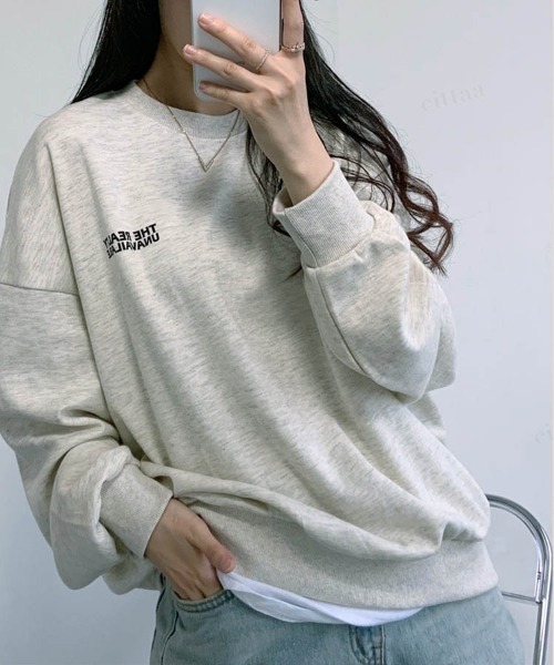 Dalfwin（ダールフィン）の「REALiTYプリントオーバーサイズスウェット（スウェット・レディース・ブラック/オートミール/ネイビー/グレー/ブラック系その他/ベージュ系その他/グレー系その他/ブルー系その他・FREE）」の21枚目の写真