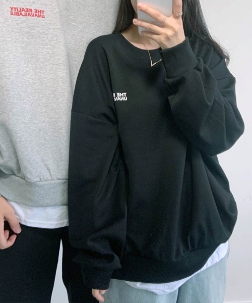 Dalfwin（ダールフィン）の「REALiTYプリントオーバーサイズスウェット（スウェット・レディース・ブラック/オートミール/ネイビー/グレー/ブラック系その他/ベージュ系その他/グレー系その他/ブルー系その他・FREE）」の12枚目の写真