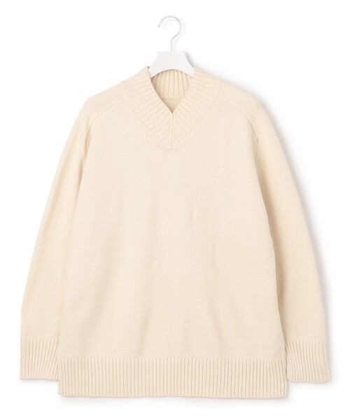J.PRESS YORK STREET(ジェイプレスヨークストリート)の「【UNISEX】Vネックプルオーバー ニット(ニット/セーター・メンズ・オレンジ系/ベージュ系/ライトグレー系/グレー系/アイボリー系・SMALL/MEDIUM/LARGE)」の4枚目の写真