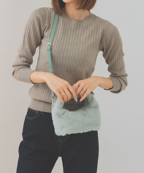 プチワンハンドルフェイクファーバッグ