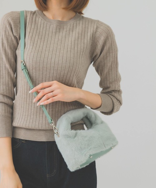 プチワンハンドルフェイクファーバッグ