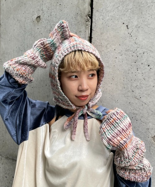 HELLO.SANFRANCISCO(ハローサンフランシスコ)の「【HELLO.SANFRANCISCO】MIXぽこぽこバラクラバ(ニットキャップ/ビーニー・レディース・ブルー/パープル・FREE)」の15枚目の写真