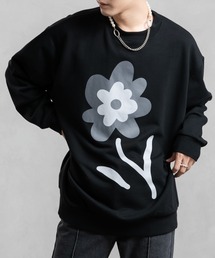 【Adoon plain】フラワープリントルーズスウェット