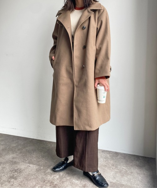 CPCM（シーピーシーエム）の「スタンドネックAラインコート（ステンカラーコート・レディース・サックスブルー/オレンジ/モカ/ブラック・FREE）」の17枚目の写真