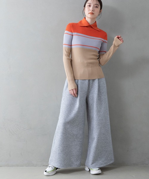 MARECHAL TERRE(マルシャルテル)の「カラーブロックポロニット(ニット/セーター・レディース・ネイビー/オレンジ/ブルー/オフホワイト・MEDIUM)」の8枚目の写真