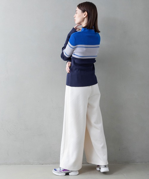 MARECHAL TERRE(マルシャルテル)の「カラーブロックポロニット(ニット/セーター・レディース・ネイビー/オレンジ/ブルー/オフホワイト・MEDIUM)」の12枚目の写真