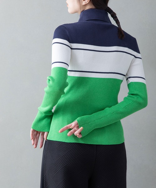 MARECHAL TERRE(マルシャルテル)の「カラーブロックポロニット(ニット/セーター・レディース・ネイビー/オレンジ/ブルー/オフホワイト・MEDIUM)」の14枚目の写真