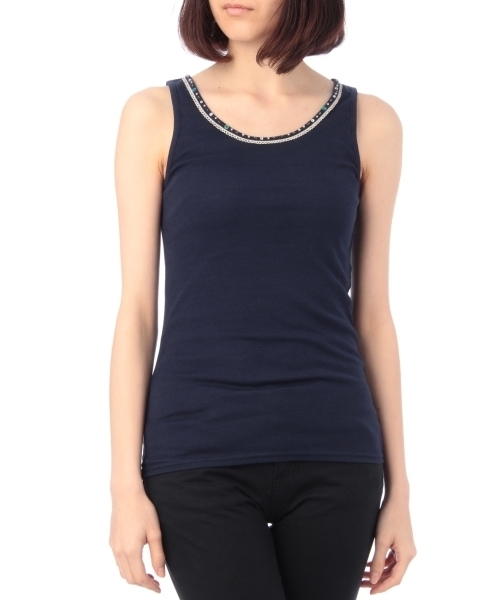 grove（グローブ）の「衿ビジューカラータンクトップ（タンクトップ・レディース・ホワイト/イエロー/ピンク/ブルー/ブルー系1・01/02/03）」の4枚目の写真