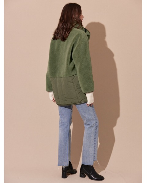 ALEXIA STAM(アリシアスタン)の「Collarless Padded Coat With Scarf /マフラー&ボアコート(ノーカラーコート・レディース・カーキ/ベージュ・FREE)」の18枚目の写真