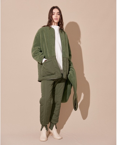 ALEXIA STAM(アリシアスタン)の「Collarless Padded Coat With Scarf /マフラー&ボアコート(ノーカラーコート・レディース・カーキ/ベージュ・FREE)」の20枚目の写真