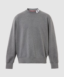 MOCK NECK SWEATSHIRT IN COTTON LOOPBACK W/ 4 BAR INTARSIA NECK TRIM
