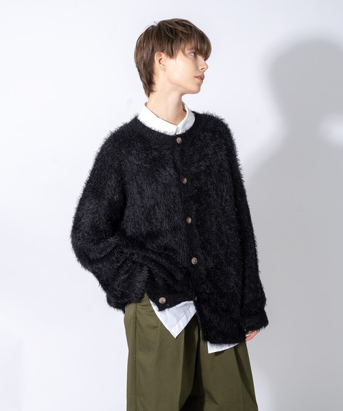 ONCILY(オンシェリー)の「FEATHER YARN CARDIGAN / フェザーヤーンカーディガン(カーディガン/ボレロ・メンズ・ブラック/ライトグリーン/グレー・MEDIUM/LARGE)」の7枚目の写真