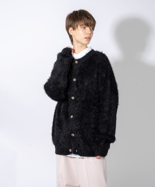 ONCILY(オンシェリー)の「FEATHER YARN CARDIGAN / フェザーヤーンカーディガン(カーディガン/ボレロ・メンズ・ブラック/ライトグリーン/グレー・MEDIUM/LARGE)」の9枚目の写真