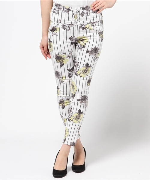 VENCEEXCHANGE（ヴァンスエクスチェンジ）の「サテンストライプ花柄ハイウエストスキニー            （その他パンツ・レディース・オフホワイト/ブラック・MEDIUM/SMALL/LARGE）」の13枚目の写真