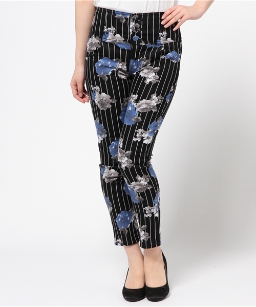 VENCEEXCHANGE（ヴァンスエクスチェンジ）の「サテンストライプ花柄ハイウエストスキニー            （その他パンツ・レディース・オフホワイト/ブラック・MEDIUM/SMALL/LARGE）」の12枚目の写真