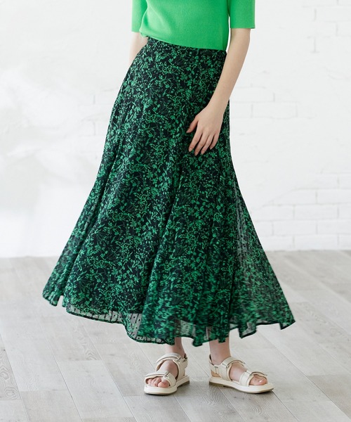 INED CLARO（イネドクラロ）の「フラワープリントマーメイドフレアスカート（スカート・レディース・ブラック/オフホワイト・フリー）」の2枚目の写真