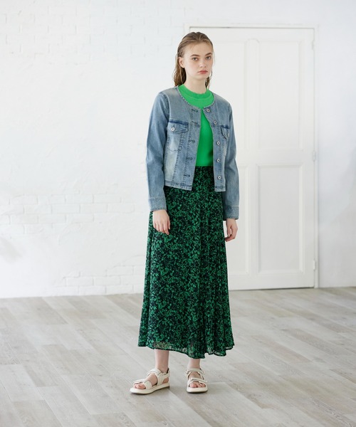 INED CLARO（イネドクラロ）の「フラワープリントマーメイドフレアスカート（スカート・レディース・ブラック/オフホワイト・フリー）」の18枚目の写真