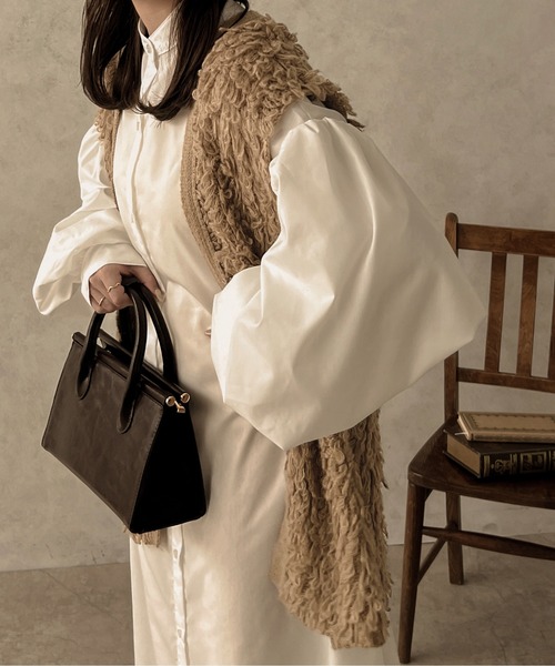 apres jour clair(アプレジュールクレア)の「【apres jour clair】袖ボリュームシャツワンピース【ZOZOTOWN限定アイテム】(ワンピース・レディース・オフホワイト/クリーム/ブラウン系その他・X-LARGE/フリー)」の6枚目の写真