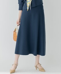 【洗える】テンセルストレッチ フレア ニットスカート