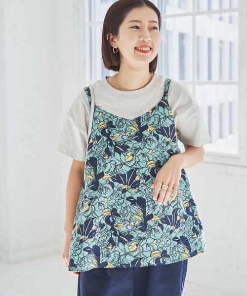 coen（コーエン）の「ボタニカルプリントキャミビスチェ（キャミソール・レディース・ベージュ/ブラック/ライム・M/L）」の3枚目の写真