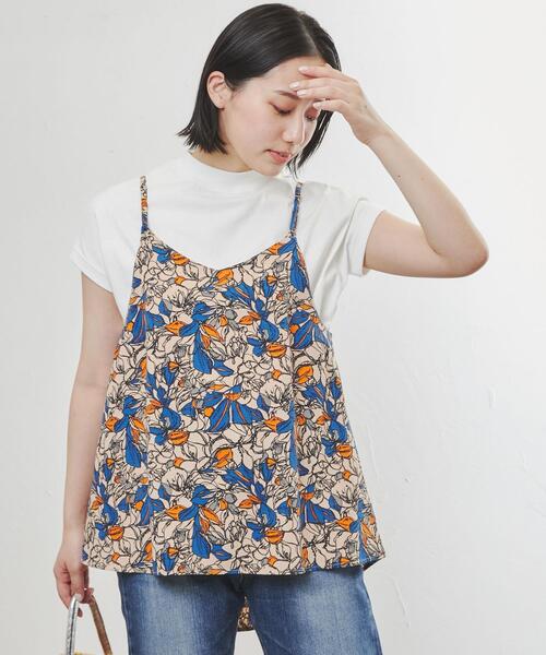 coen（コーエン）の「ボタニカルプリントキャミビスチェ（キャミソール・レディース・ベージュ/ブラック/ライム・M/L）」の4枚目の写真