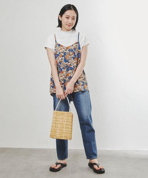 coen（コーエン）の「ボタニカルプリントキャミビスチェ（キャミソール・レディース・ベージュ/ブラック/ライム・M/L）」の5枚目の写真