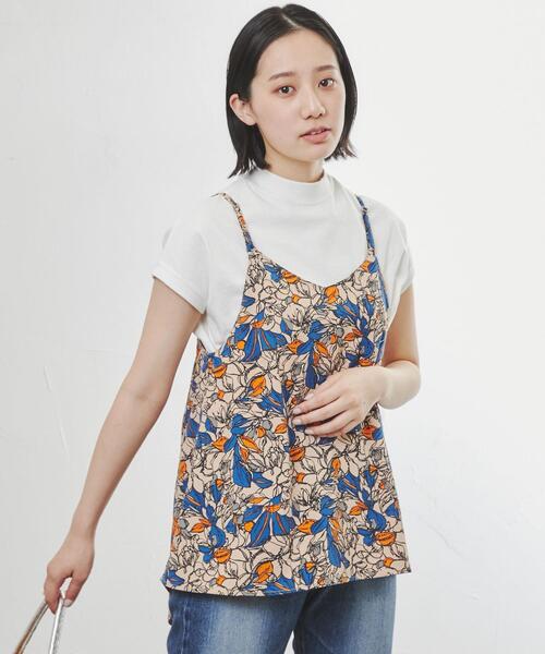 coen（コーエン）の「ボタニカルプリントキャミビスチェ（キャミソール・レディース・ベージュ/ブラック/ライム・M/L）」の6枚目の写真