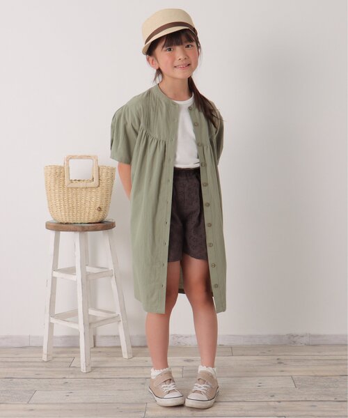 ikka（イッカ）の「【親子コーデ】前開き2wayワンピース（120~160cm）（シャツワンピース・キッズ・チャコールグレー/グリーン・120/130/140/150/160）」の14枚目の写真