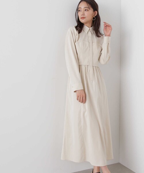 N.（N. Natural Beauty Basic）（エヌエヌナチュラルビューティーベーシック）の「◆ビスチェ切替シャツワンピース（シャツワンピース・レディース・オフホワイト/カーキ/ブルー・MEDIUM）」の5枚目の写真