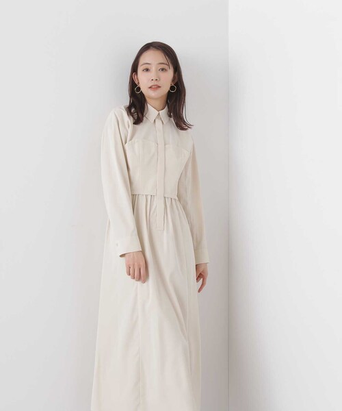 N.（N. Natural Beauty Basic）（エヌエヌナチュラルビューティーベーシック）の「◆ビスチェ切替シャツワンピース（シャツワンピース・レディース・オフホワイト/カーキ/ブルー・MEDIUM）」の9枚目の写真