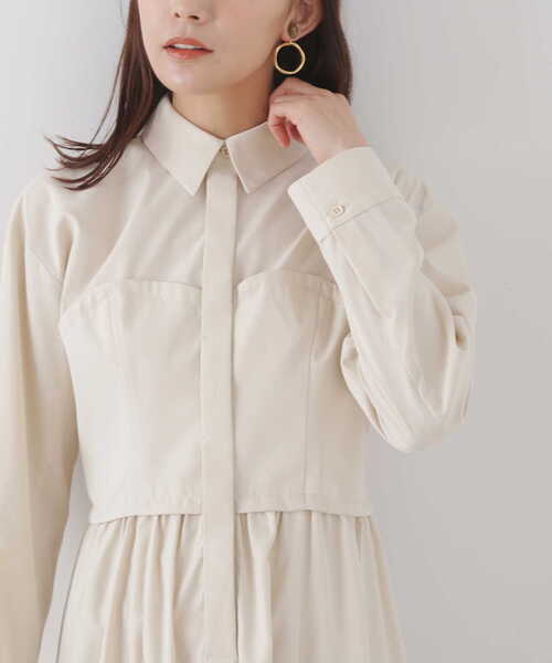 N.（N. Natural Beauty Basic）（エヌエヌナチュラルビューティーベーシック）の「◆ビスチェ切替シャツワンピース（シャツワンピース・レディース・オフホワイト/カーキ/ブルー・MEDIUM）」の19枚目の写真