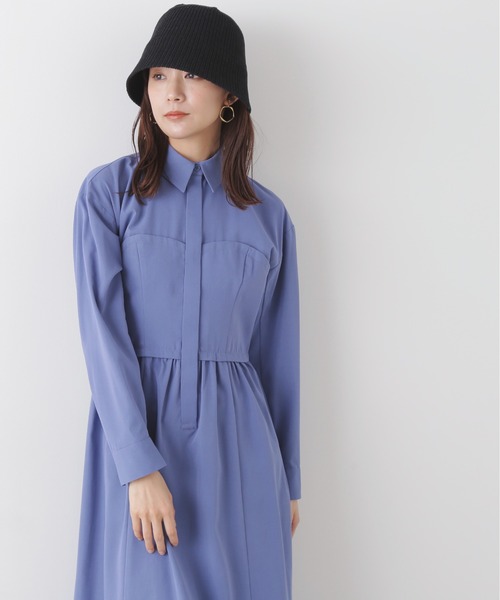 N.（N. Natural Beauty Basic）（エヌエヌナチュラルビューティーベーシック）の「◆ビスチェ切替シャツワンピース（シャツワンピース・レディース・オフホワイト/カーキ/ブルー・MEDIUM）」の8枚目の写真