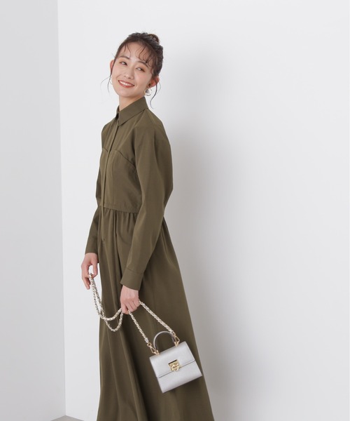 N.（N. Natural Beauty Basic）（エヌエヌナチュラルビューティーベーシック）の「◆ビスチェ切替シャツワンピース（シャツワンピース・レディース・オフホワイト/カーキ/ブルー・MEDIUM）」の17枚目の写真