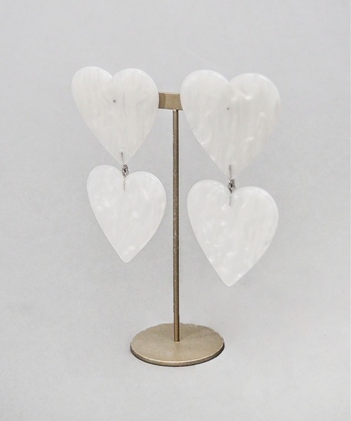 Casselini（キャセリーニ）の「Casselini(キャセリーニ)ハートアクリルピアス（ピアス（両耳用）・レディース・ホワイト/ブラウン/オレンジ・FREE）」の4枚目の写真