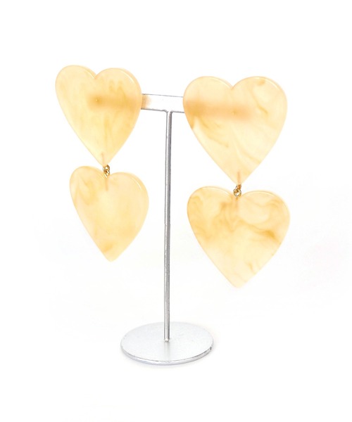 Casselini（キャセリーニ）の「Casselini(キャセリーニ)ハートアクリルピアス（ピアス（両耳用）・レディース・ホワイト/ブラウン/オレンジ・FREE）」の5枚目の写真