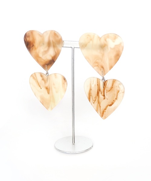 Casselini（キャセリーニ）の「Casselini(キャセリーニ)ハートアクリルピアス（ピアス（両耳用）・レディース・ホワイト/ブラウン/オレンジ・FREE）」の6枚目の写真