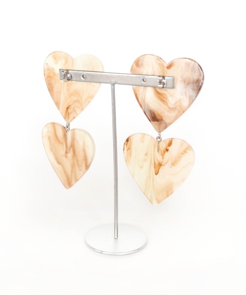 Casselini（キャセリーニ）の「Casselini(キャセリーニ)ハートアクリルピアス（ピアス（両耳用）・レディース・ホワイト/ブラウン/オレンジ・FREE）」の7枚目の写真