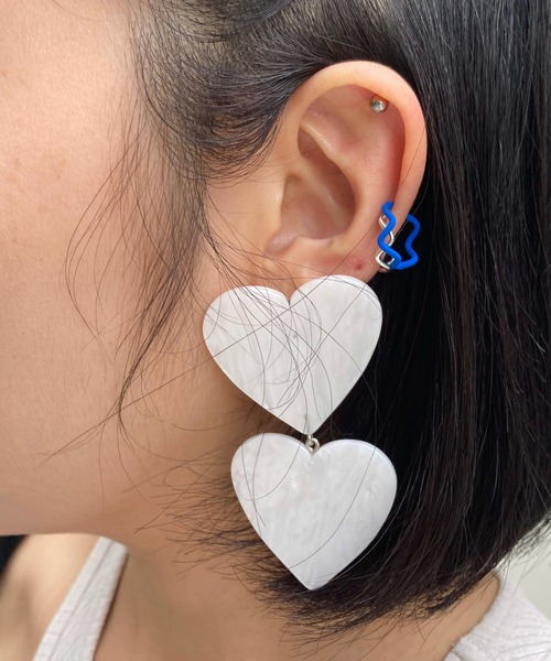 Casselini（キャセリーニ）の「Casselini(キャセリーニ)ハートアクリルピアス（ピアス（両耳用）・レディース・ホワイト/ブラウン/オレンジ・FREE）」の11枚目の写真