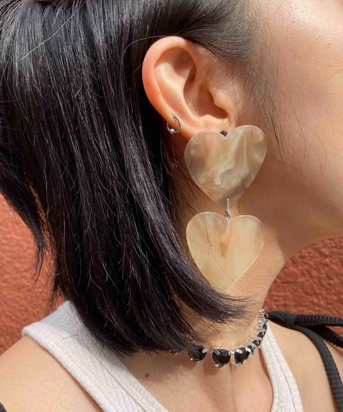 Casselini（キャセリーニ）の「Casselini(キャセリーニ)ハートアクリルピアス（ピアス（両耳用）・レディース・ホワイト/ブラウン/オレンジ・FREE）」の12枚目の写真