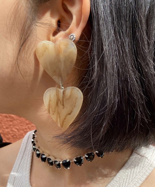 Casselini（キャセリーニ）の「Casselini(キャセリーニ)ハートアクリルピアス（ピアス（両耳用）・レディース・ホワイト/ブラウン/オレンジ・FREE）」の13枚目の写真